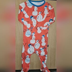 RAGS 0-3M Snowman Peekabooty Footed Pajamas